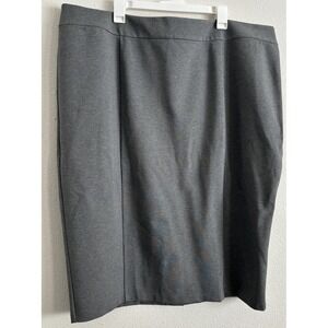 Sejour - Below Knee‎ Gray Knit Pencil Skirt Womens- 24W